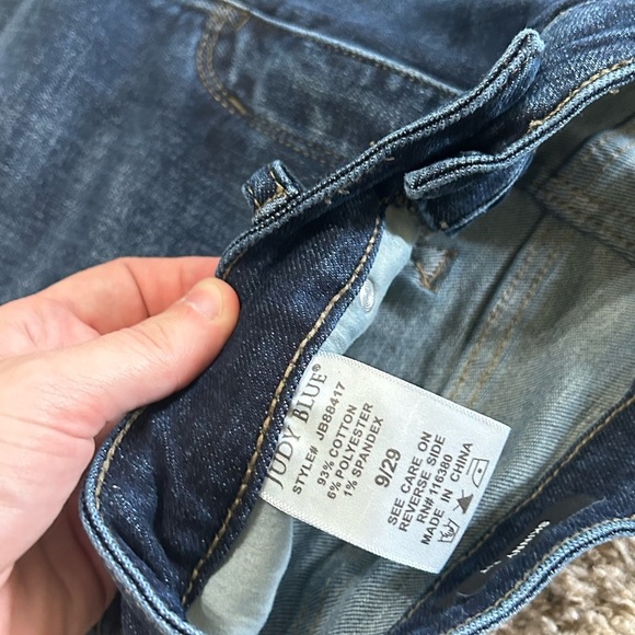 Judy Blue Kirsten Skinny Dark Wash Blue Jean Frayed Hem Size 9 Cotton Stretch - Picture 9 of 9